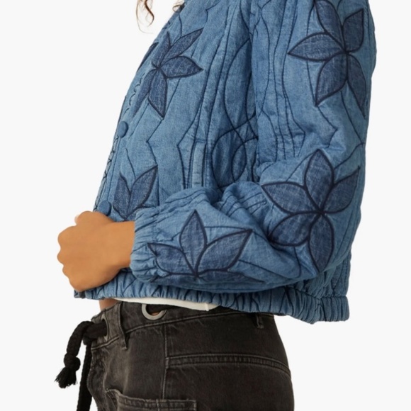 Free People Quinn Quilted Cotton Denim Jacket Size Large NWT - Picture 4 of 5